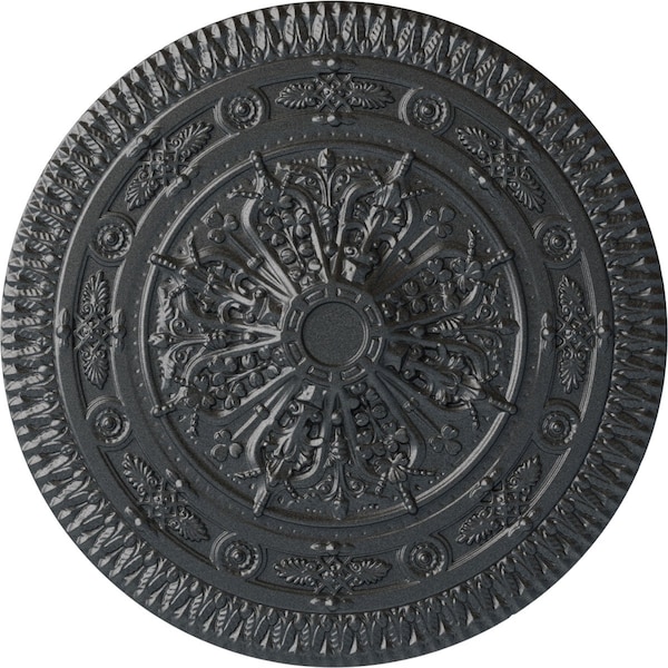 Ekena Millwork Naple Ceiling Medallion (Fits Canopies up to 3 3/8"), Hand-Painted Pewter, 37 1/2"OD x 3 3/8"P CM37NAPES - main